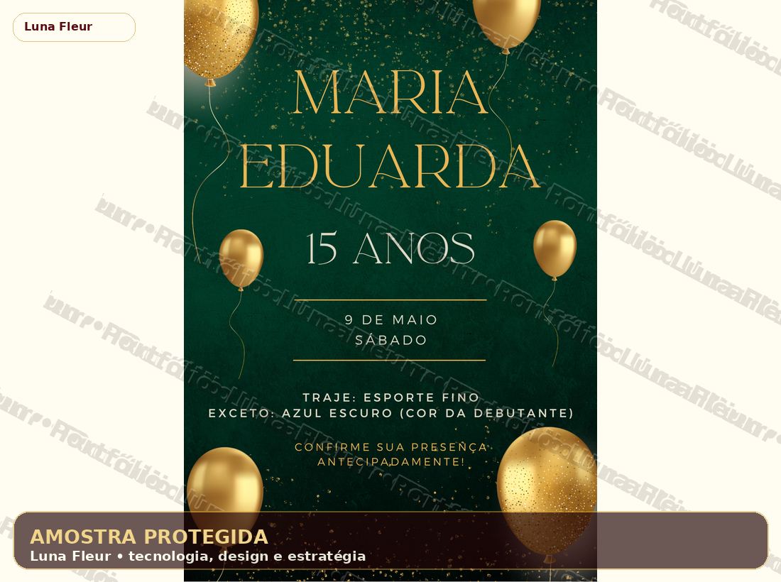 Amostra protegida de convite de 15 anos