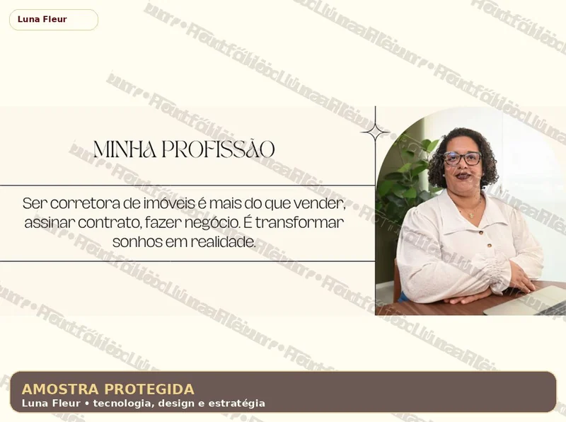 Amostra protegida de capa profissional para Monique Corretora